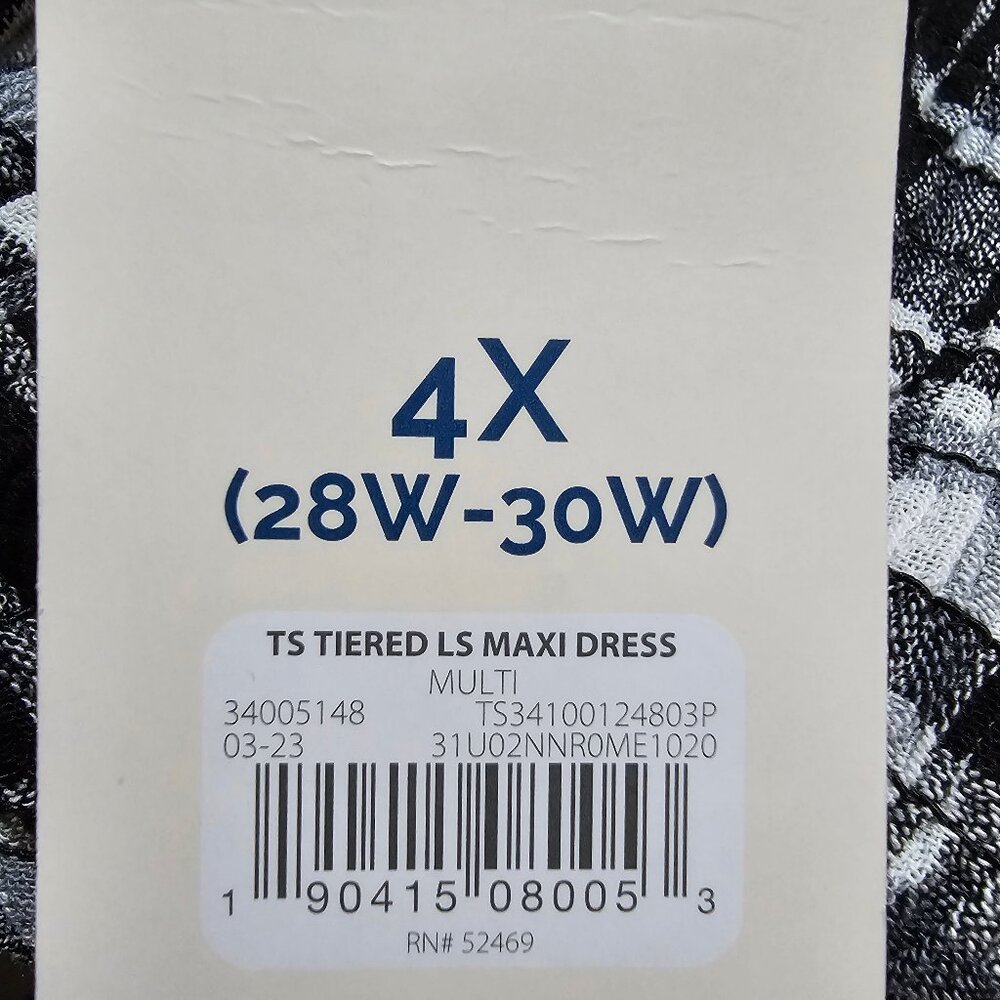 Terra & Sky Women's Plus Size 1X, 3X, 4X Tiered Peasant Midi Dress Plaid Black - Picture 8 of 9